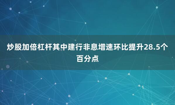 炒股加倍杠杆其中建行非息增速环比提升28.5个百分点